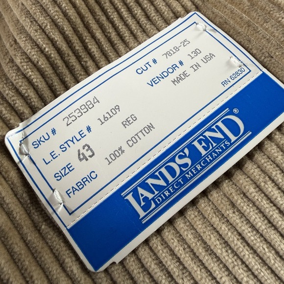 Vintage Land's End Corduroy Cotton Blazer Tan Elbow‎ Pads 43R NWT VTG - Picture 3 of 11